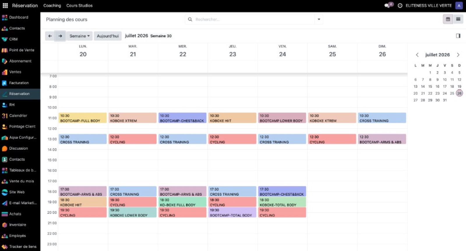 Planning des cours AQSA